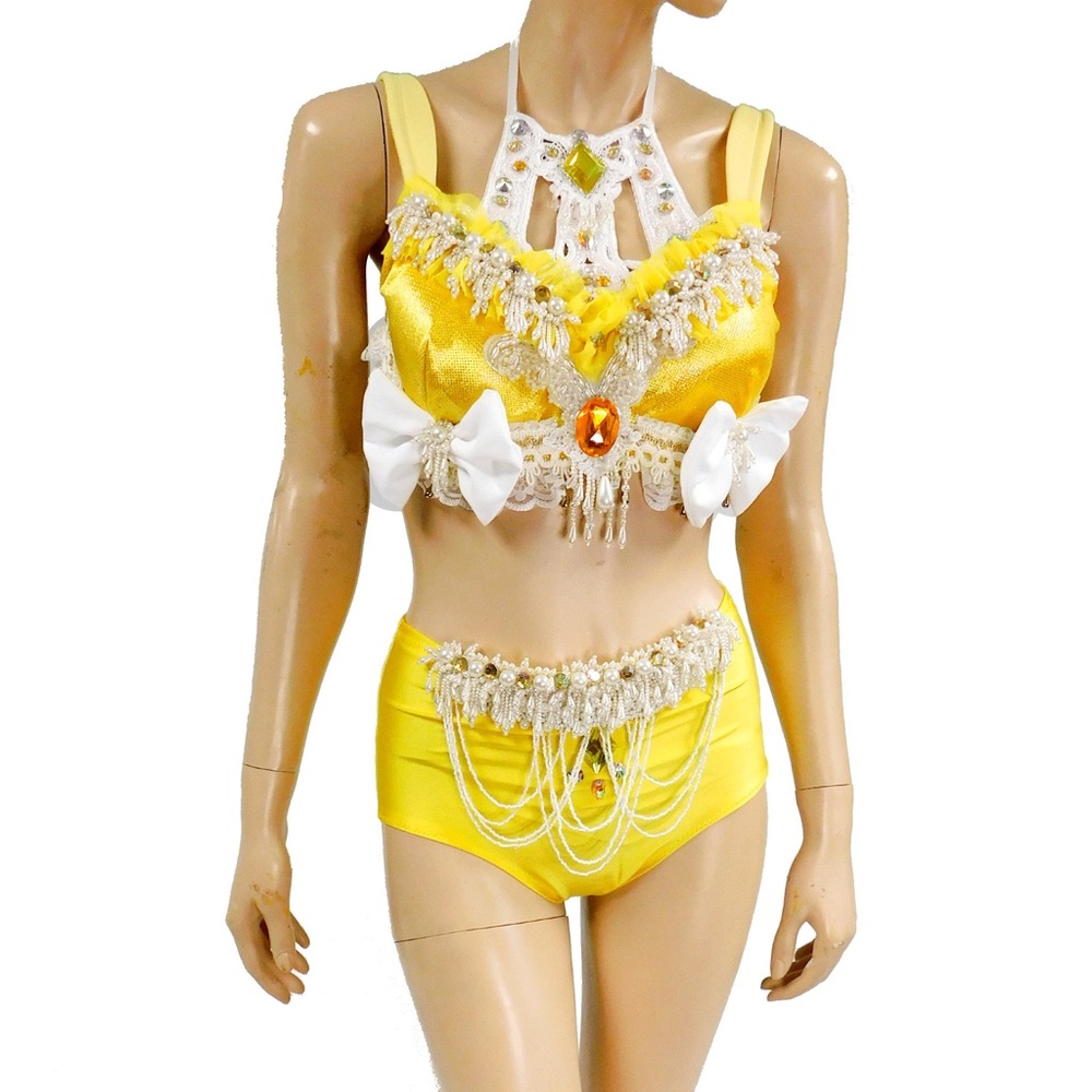 Disney Beauty and the Beast Belle Pearl Bra High Waisted Scrunchie Boy Shorts